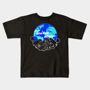 Blue World Large Logo Dark Kids T-Shirt